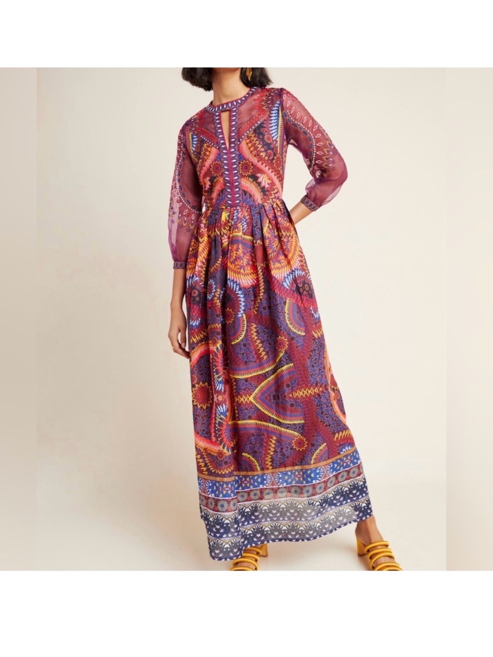 NWT Anthropologie Maren Embroidered Maxi Dress Purple 16W